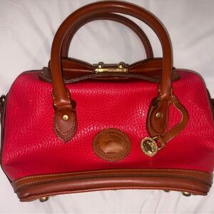 VINTAGE Dooney & Bourke Red and Tan Satchel